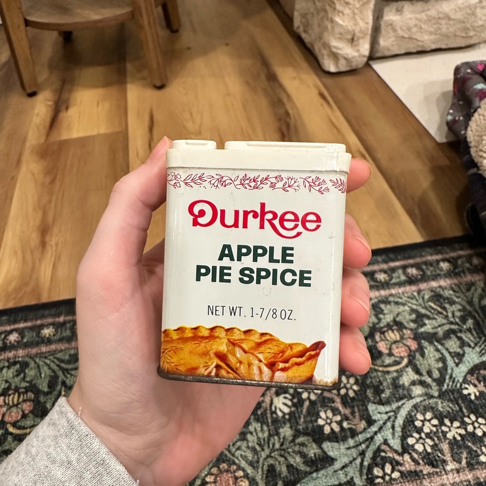 Vintage Durkee's Apple Pie Spice Advertising Tin Pre MCM Kitchen Decor Fall